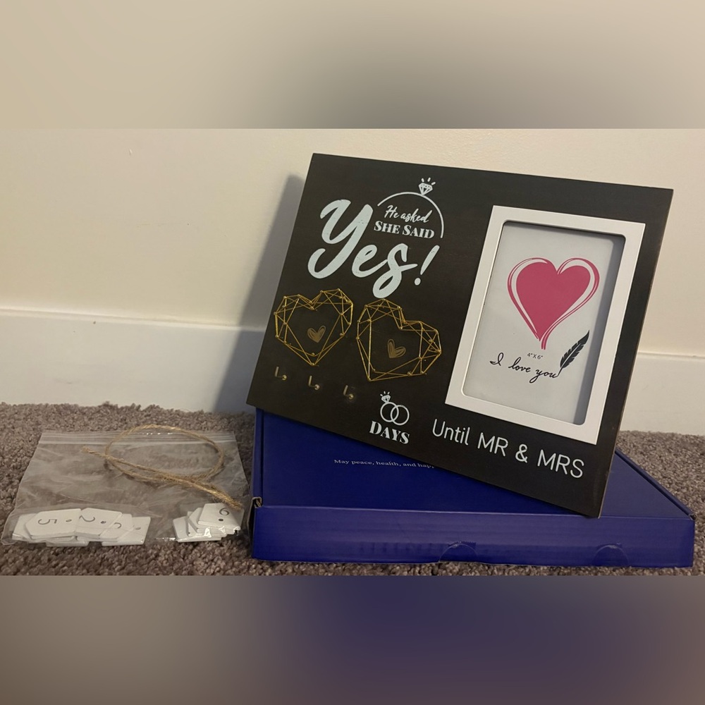He Asked She Said Yes Wedding Countdown 4x6 Frame